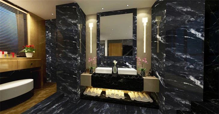Black Marble Tile Bathroom