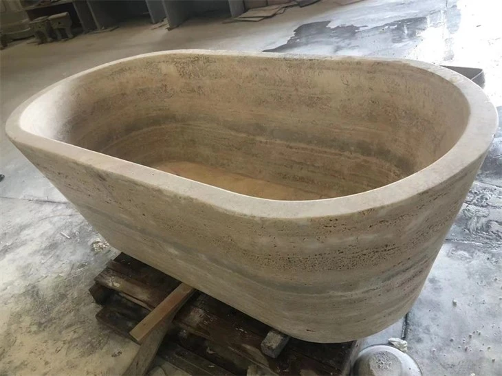 travertine bathtub